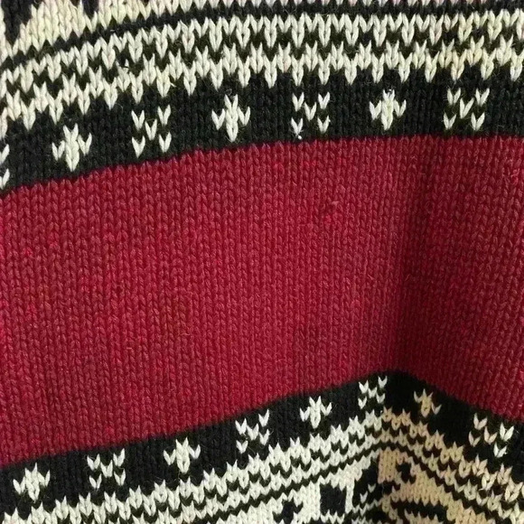 Vintage Black White Maroon Floral Rose Abstract Print Cotton Cropped Sweater M - Picture 11 of 13